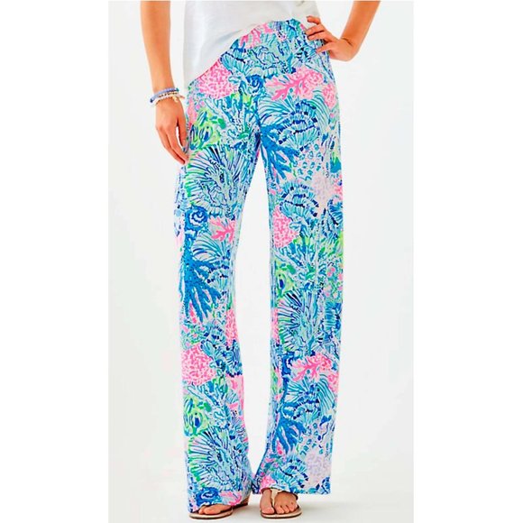 Lilly Pulitzer Pants - Lilly Pulitzer Lorena Breezy Palazzo Pants Sink or Swim Size Large